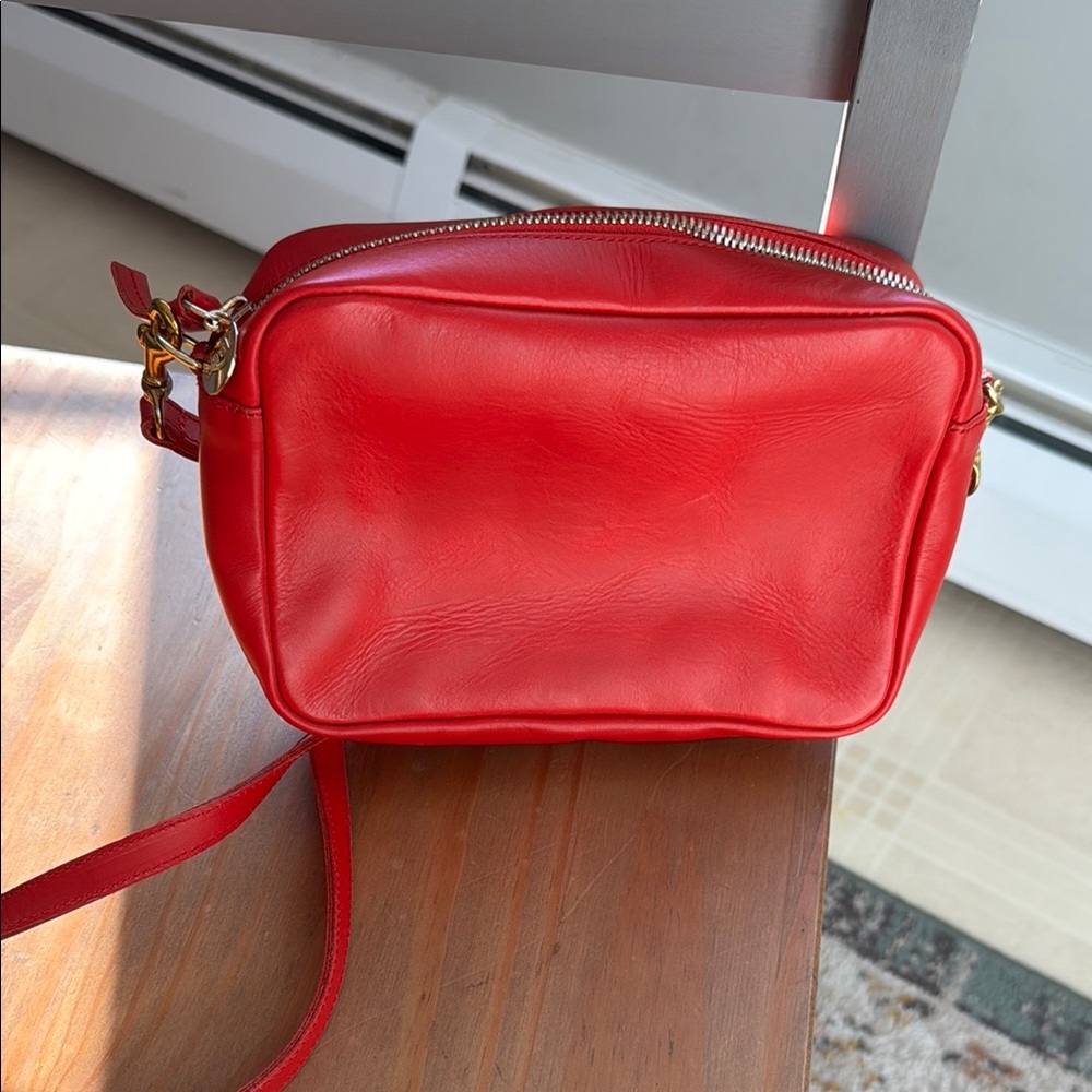 Clare V midi sac cherry Red Leather Crossbody Bag